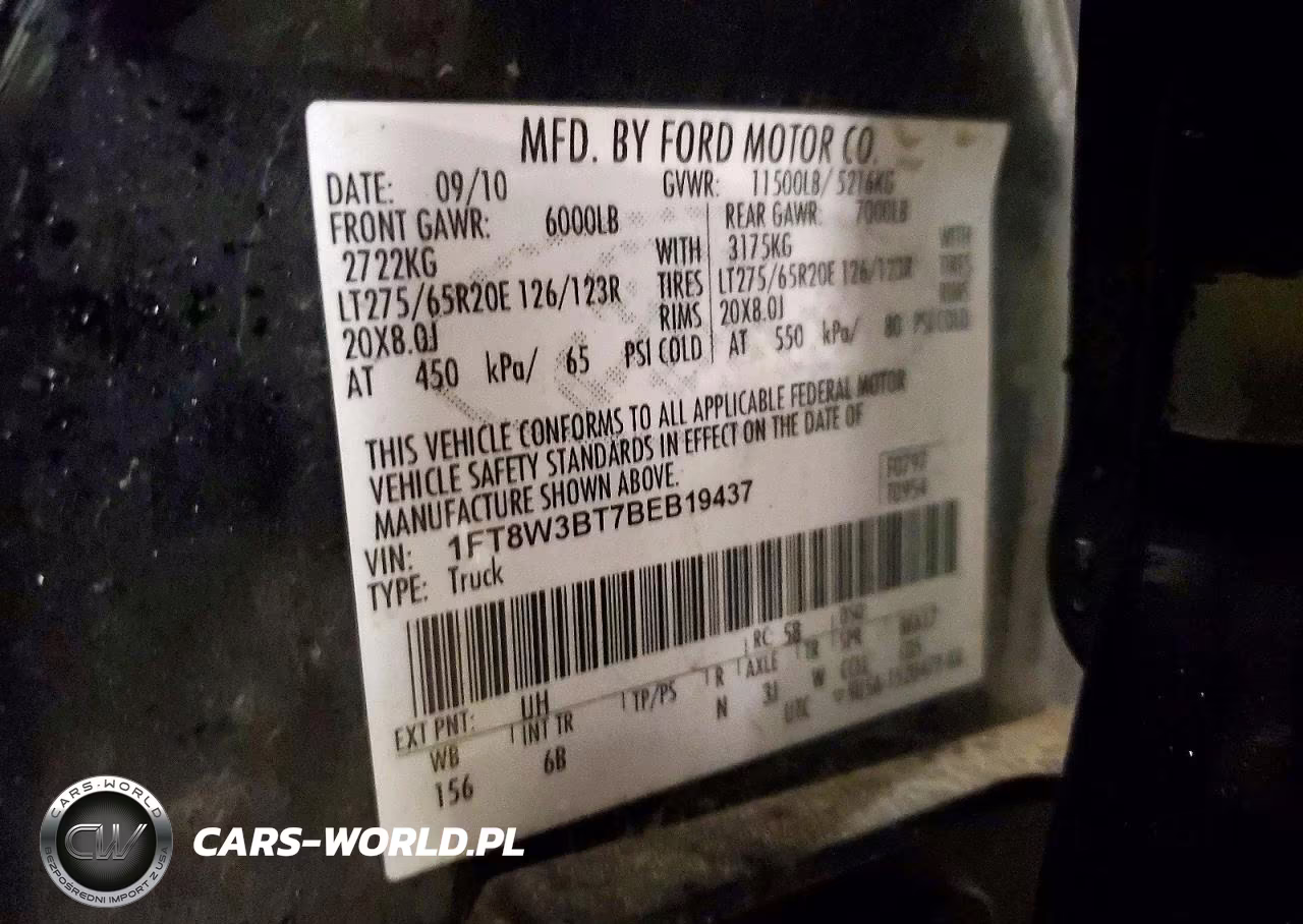 2011 Ford F350 Super Duty VIN:1FT8W3BT7BEB19437 - 12