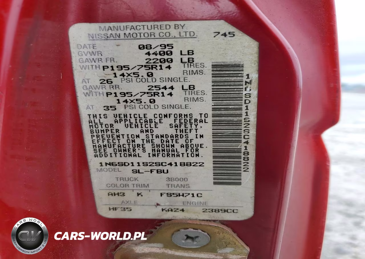 1995 Nissan Truck Base VIN:1N6SD11S2SC418822 - 12