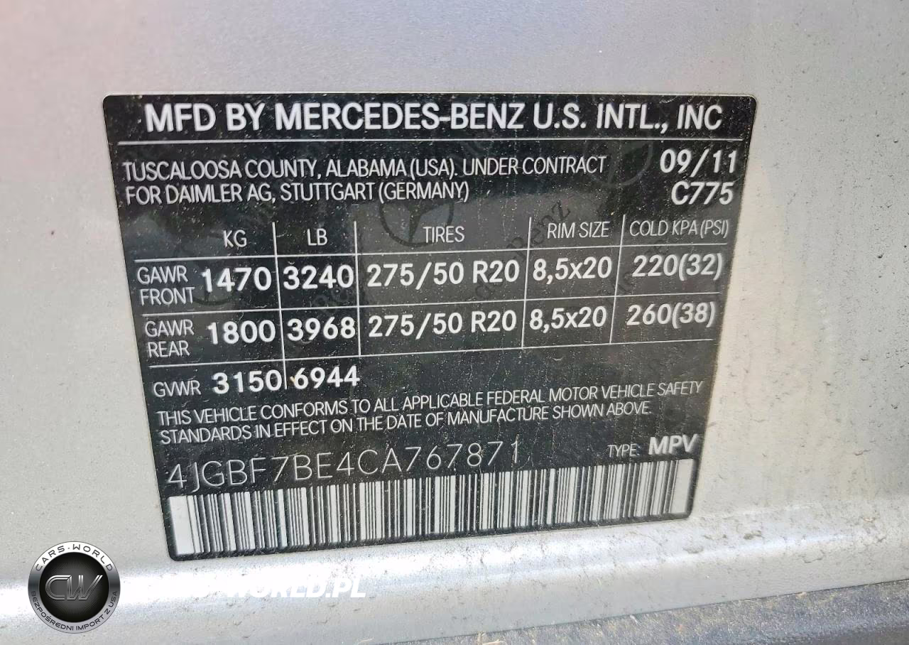 2012 Mercedes-Benz Gl 450 4Matic VIN:4JGBF7BE4CA767871 - 13
