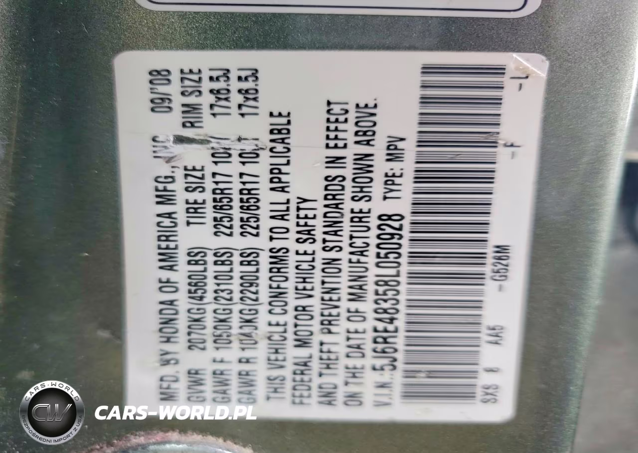 2008 Honda Cr-V Lx VIN:5J6RE48358L050928 - 13