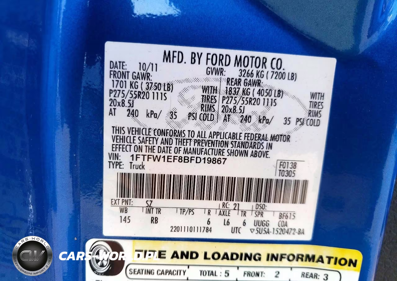 2011 Ford F150 Supercrew VIN:1FTFW1EF8BFD19867 - 12
