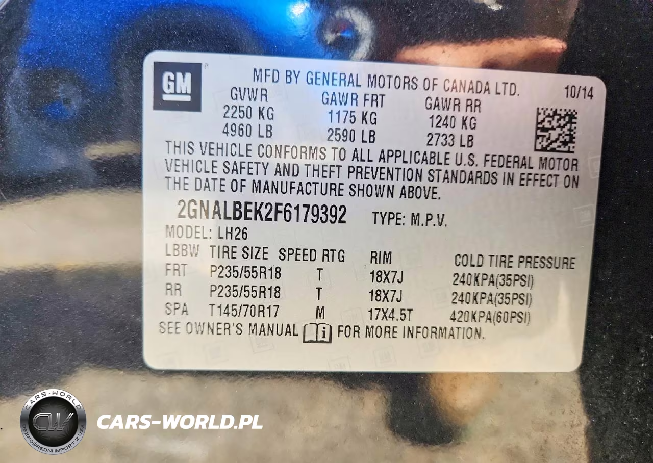 2015 Chevrolet Equinox Lt VIN:2GNALBEK2F6179392 - 12