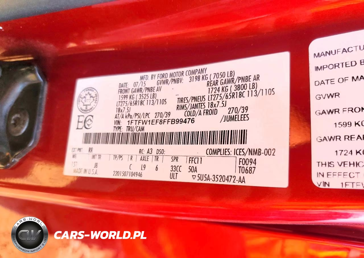 2015 Ford F150 Supercrew VIN:1FTFW1EF8FFB99476 - 12