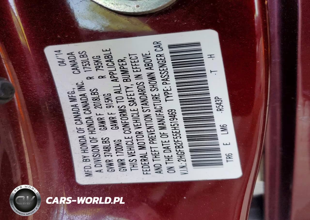 2014 Honda Civic Lx VIN:2HGFB2F55EH519469 - 12