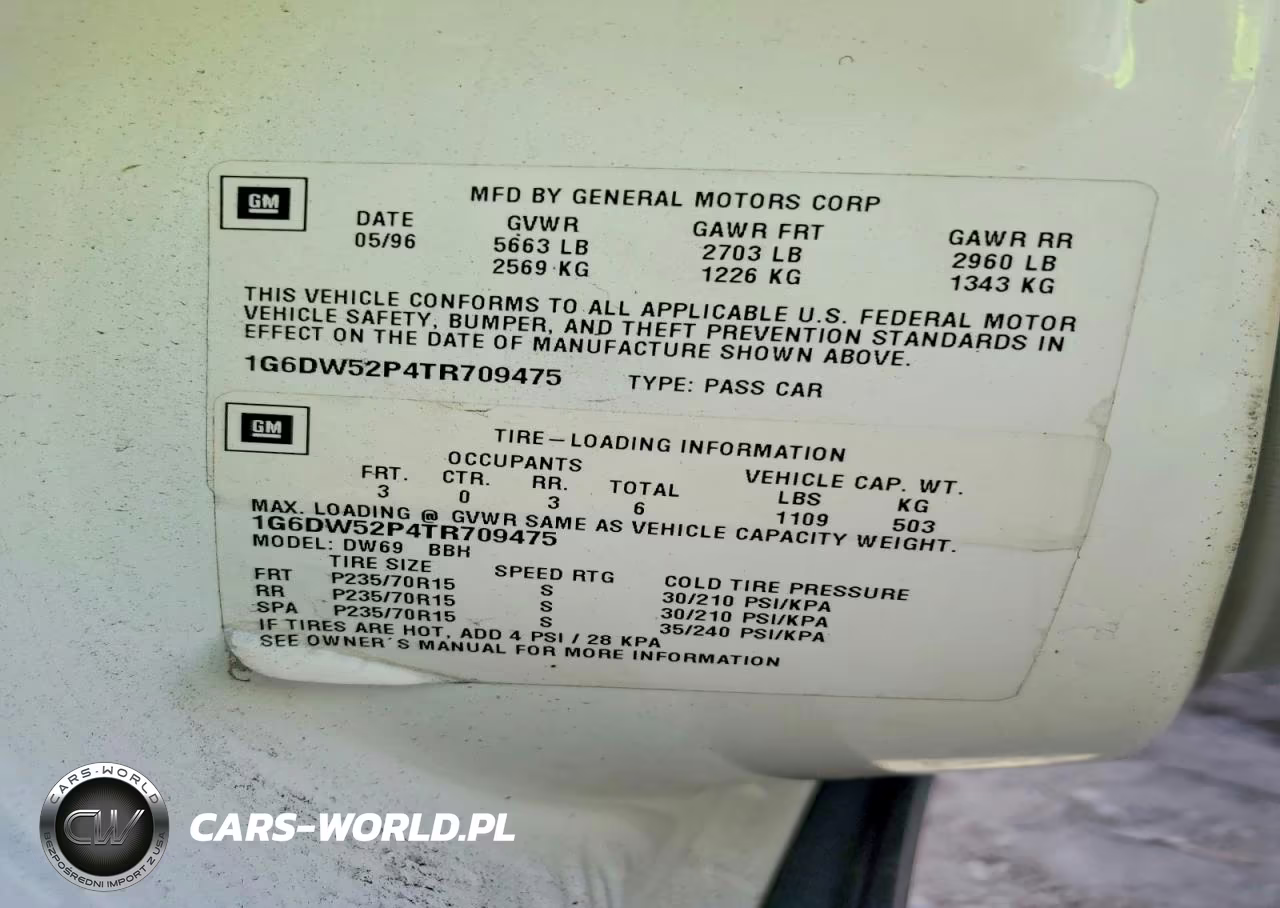 1996 Cadillac Fleetwood Base-Brougham VIN:1G6DW52P4TR709475 - 12