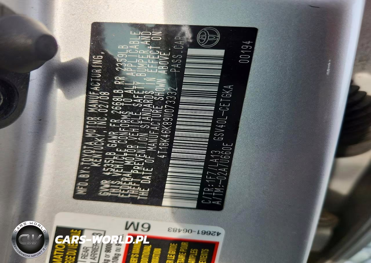 2009 Toyota Camry Xle V6 VIN:4T1BK46K89U073332 - 12