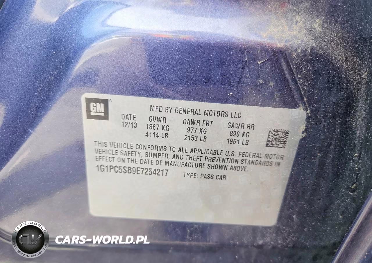 2014 Chevrolet Cruze Lt VIN:1G1PC5SB9E7254217 - 12