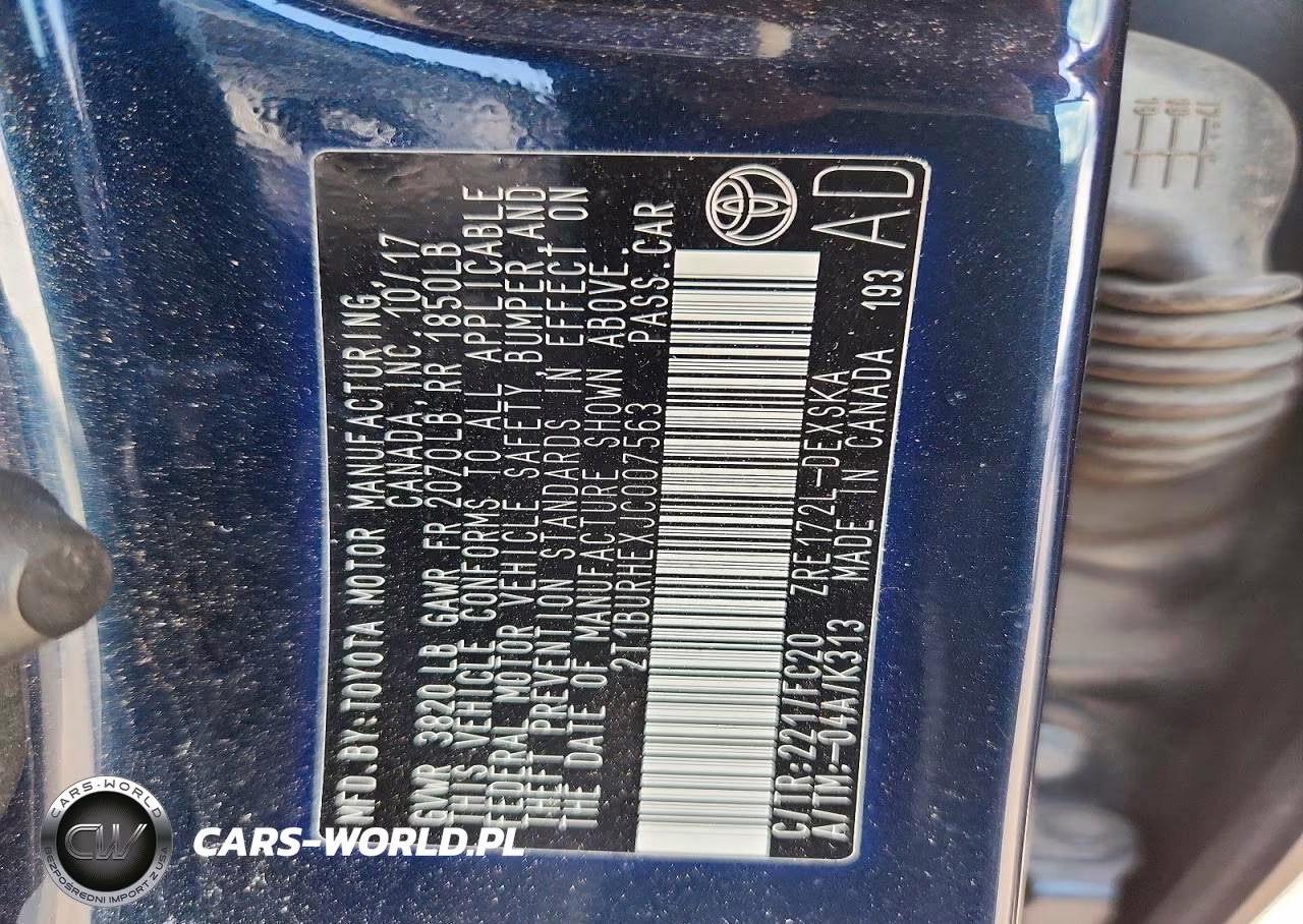2018 Toyota Corolla Se VIN:2T1BURHEXJC007563 - 12