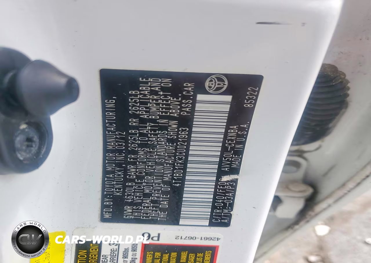 2012 Toyota Camry Hybrid Le VIN:4T1BD1FK3CU021963 - 12