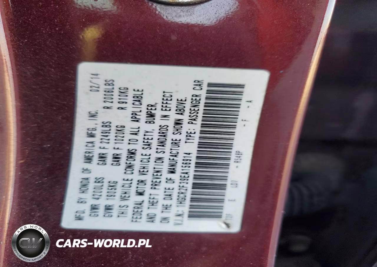 2014 Honda Accord Lx VIN:1HGCR2F39EA156914 - 12