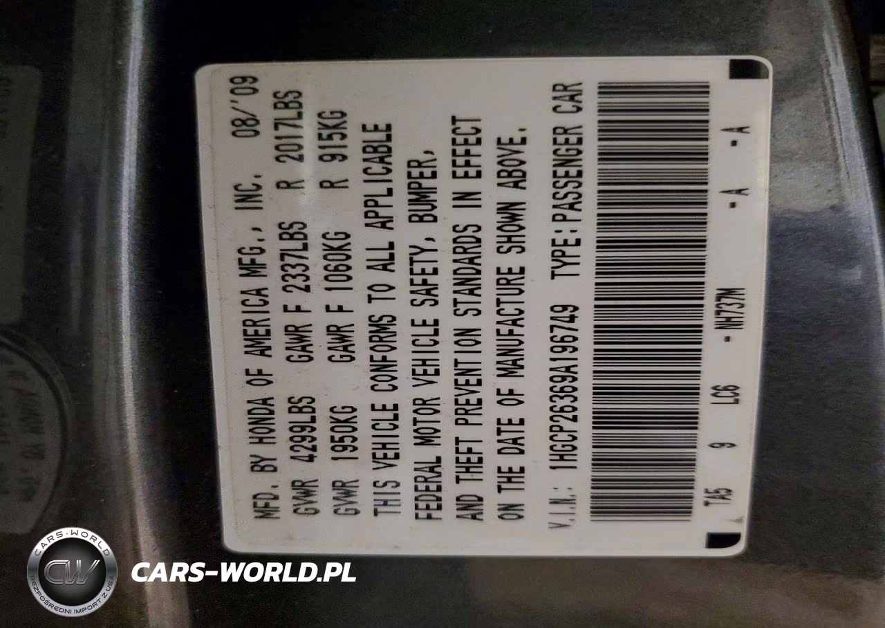 2009 Honda Accord Lx VIN:1HGCP26369A196749 - 13