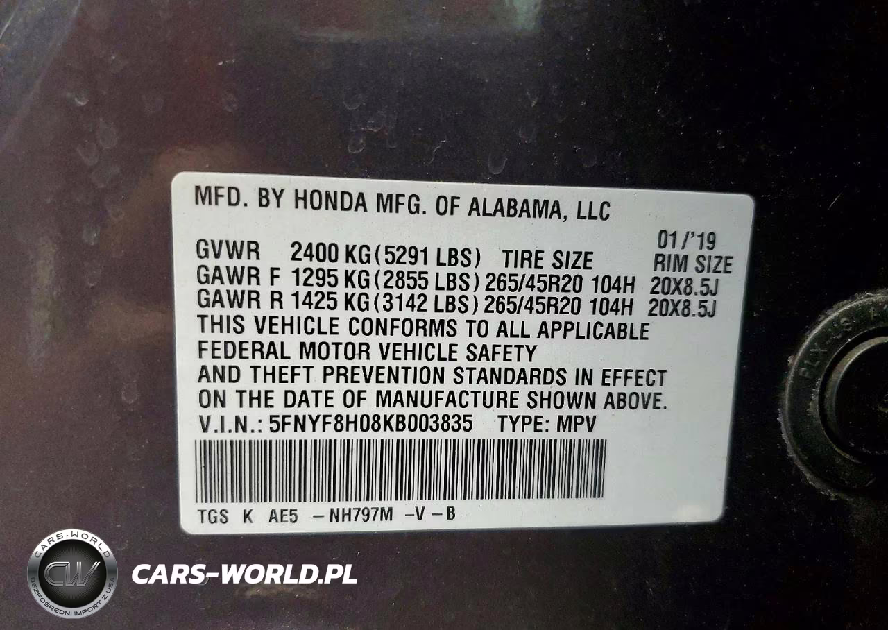 2019 Honda Passport Elite VIN:5FNYF8H08KB003835 - 13