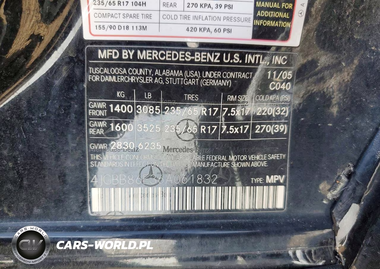 2006 Mercedes-Benz Ml 350 VIN:4JGBB86E36A061832 - 13
