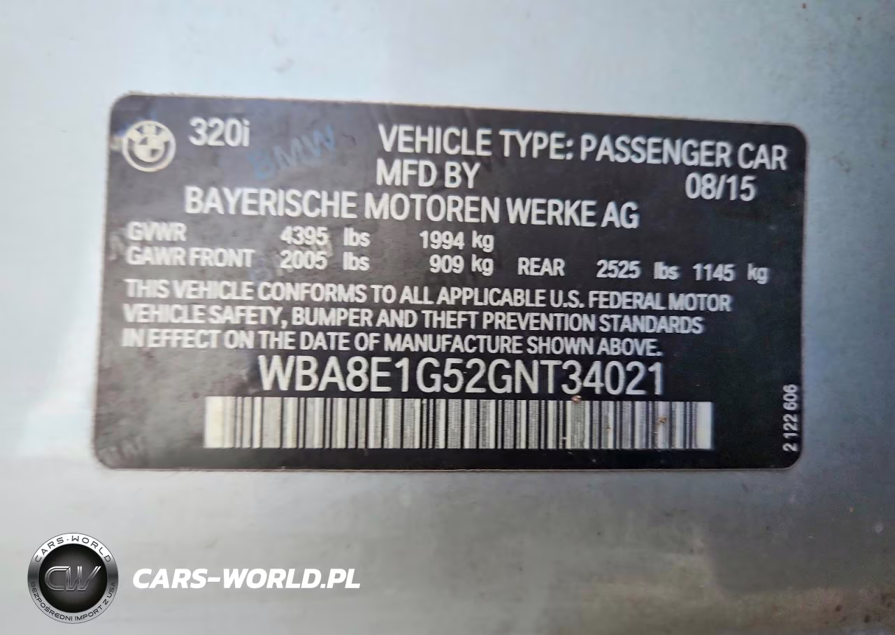 2016 BMW 320 I VIN:WBA8E1G52GNT34021 - 13