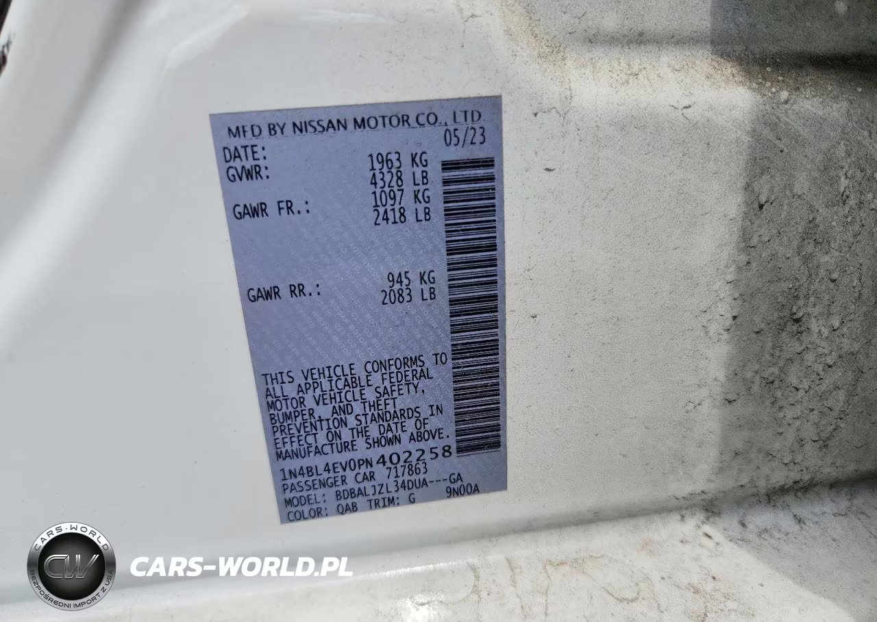 2023 Nissan Altima Sl VIN:1N4BL4EV0PN402258 - 12