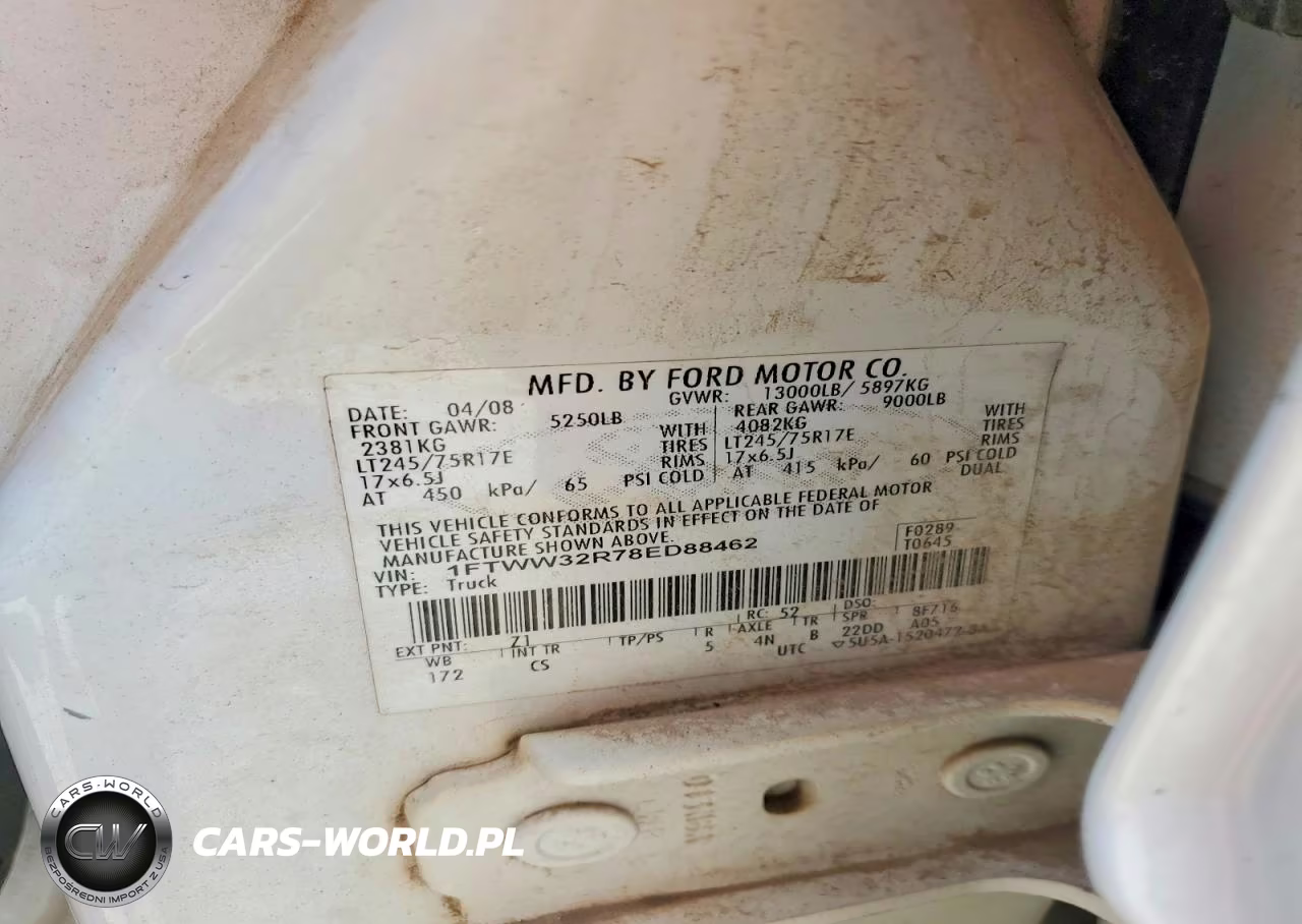2008 Ford F350 Super Duty VIN:1FTWW32R78ED88462 - 12