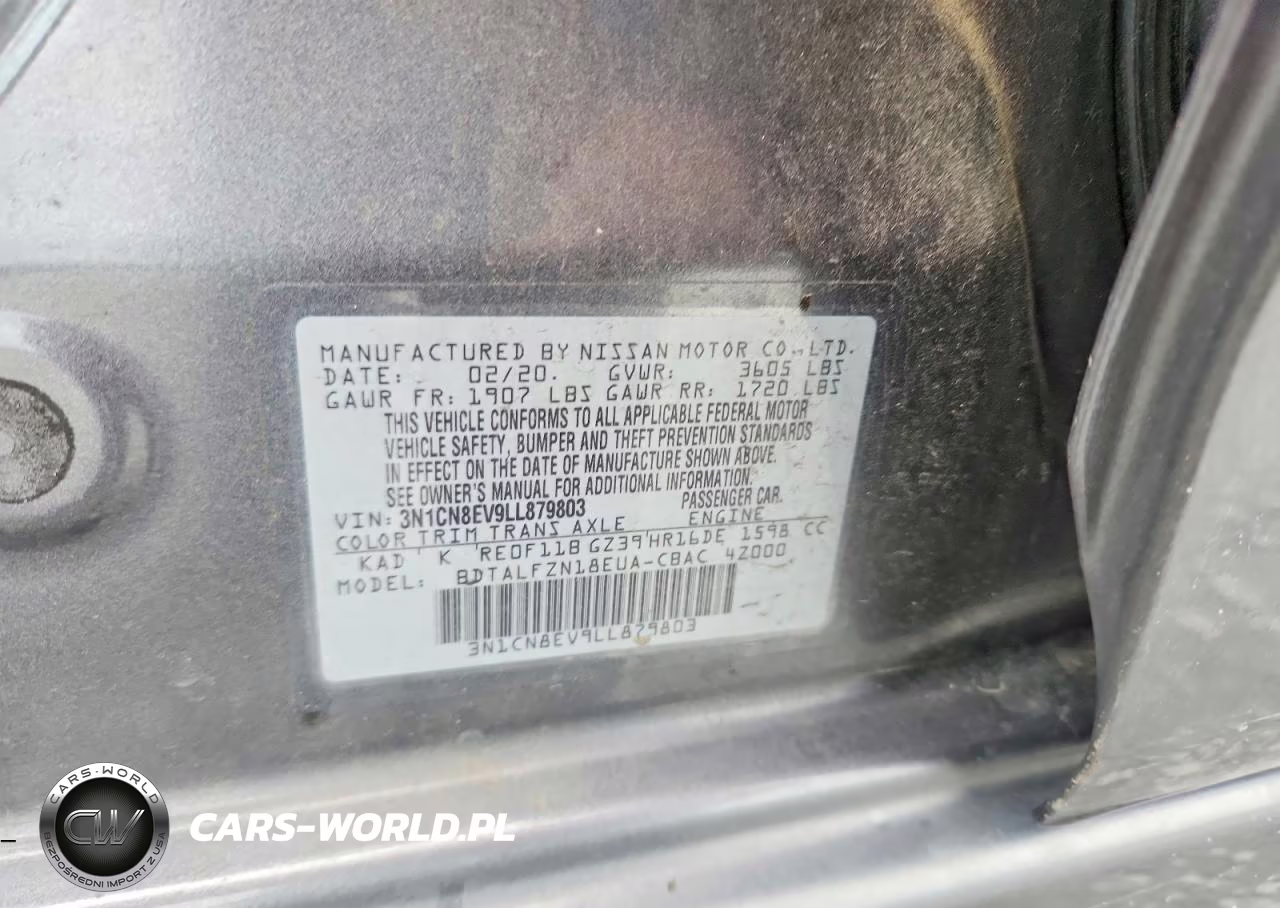 2020 Nissan Versa Sv VIN:3N1CN8EV9LL879803 - 12
