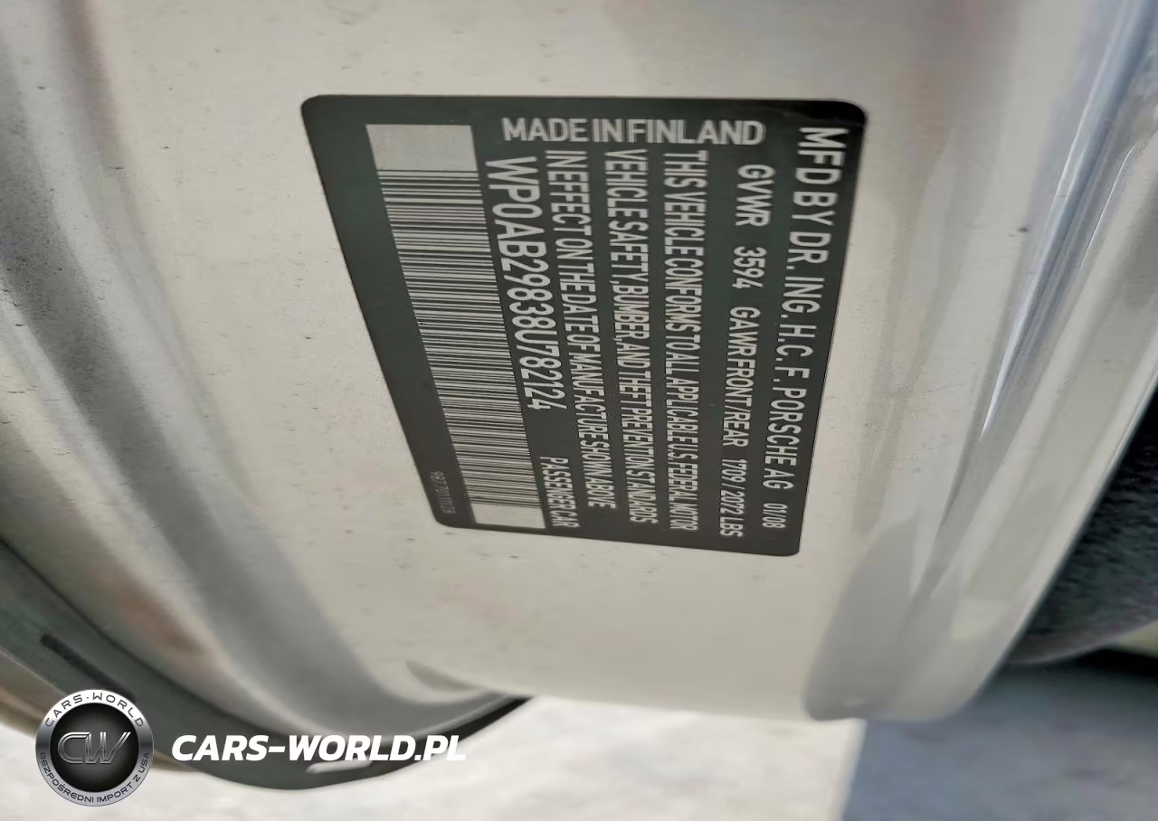 2008 Porsche Cayman S VIN:WP0AB29838U782124 - 12