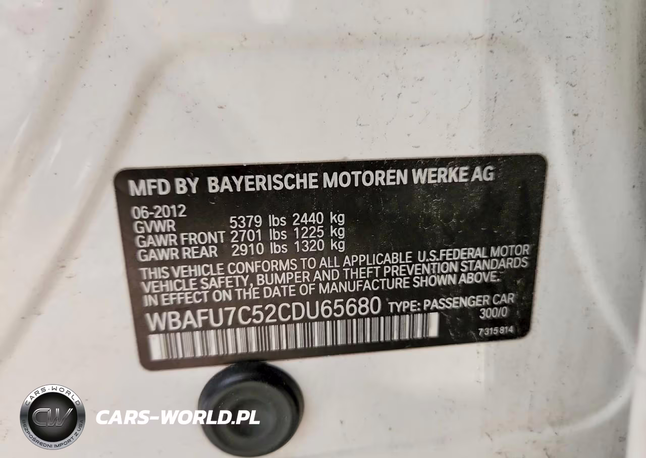 2012 BMW 535 Xi VIN:WBAFU7C52CDU65680 - 12