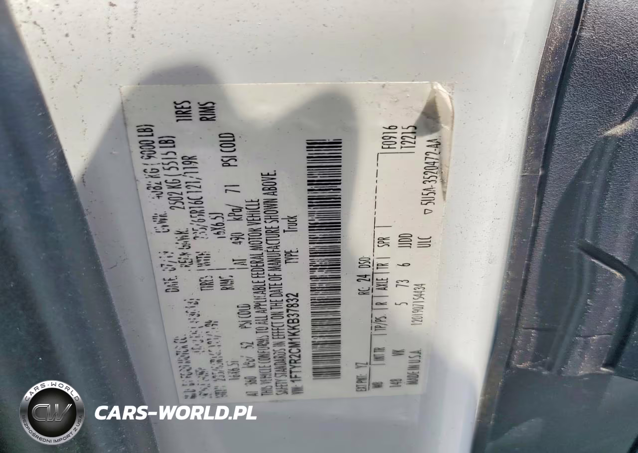 2019 Ford Transit T-250 Delivery Van VIN:1FTYR2CM1KKB37832 - 13