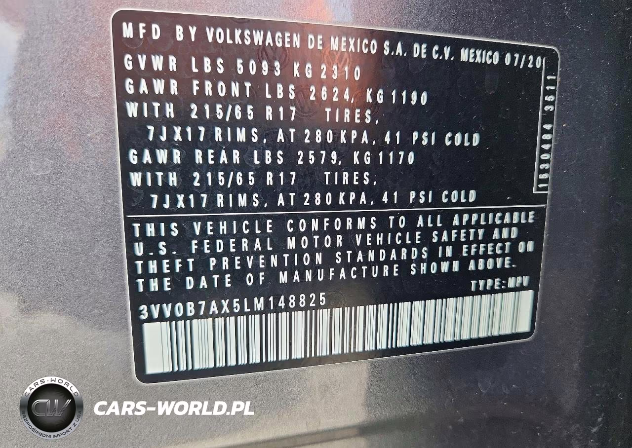 2020 Volkswagen Tiguan S VIN:3VV0B7AX5LM148825 - 13