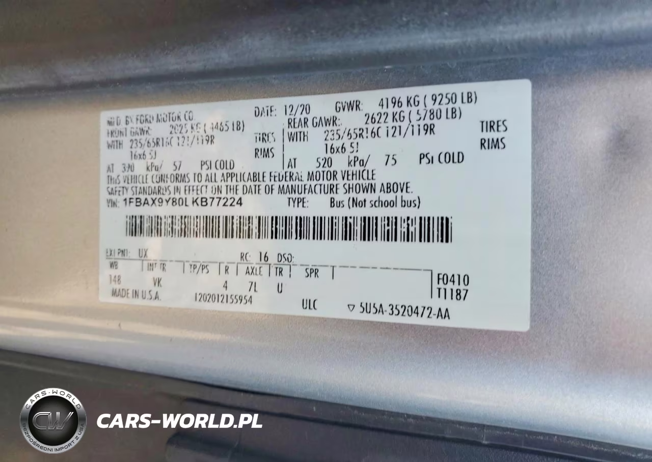 2020 Ford Transit T- - Delivery Van VIN:1FBAX9Y80LKB77224 - 13