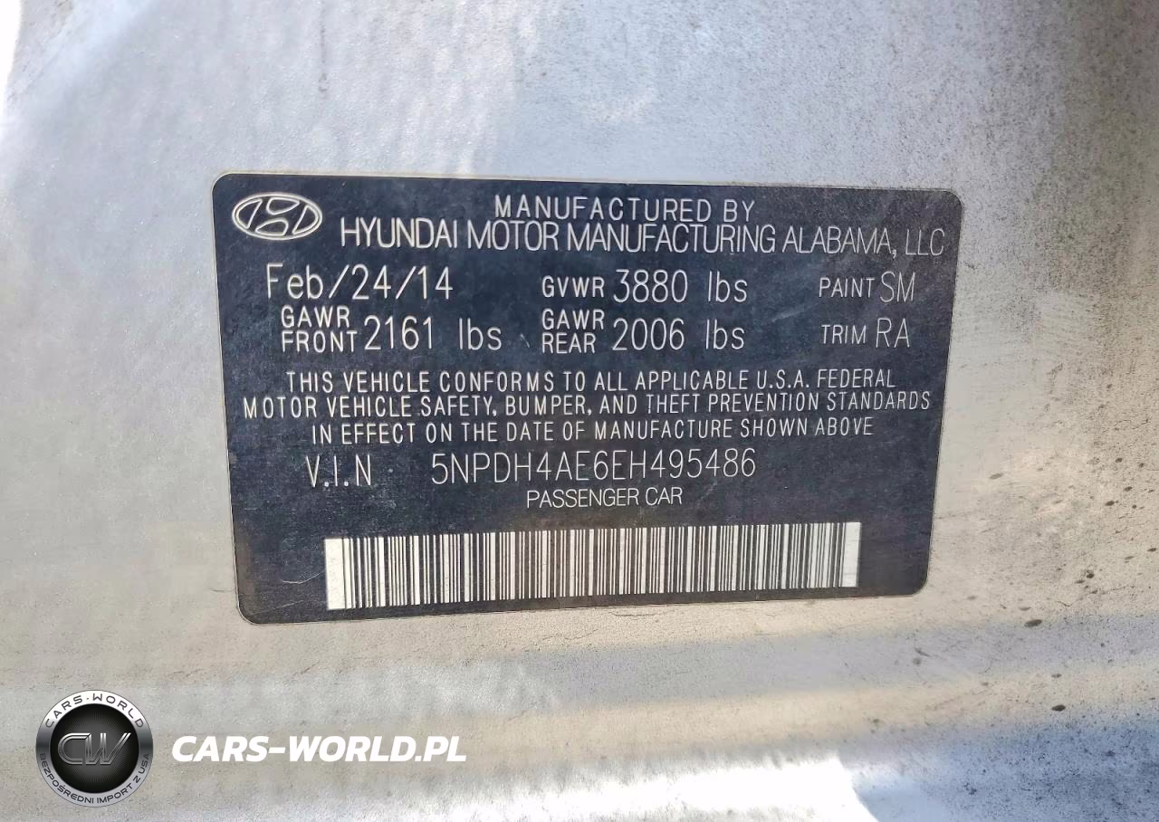 2014 Hyundai Elantra Se VIN:5NPDH4AE6EH495486 - 12