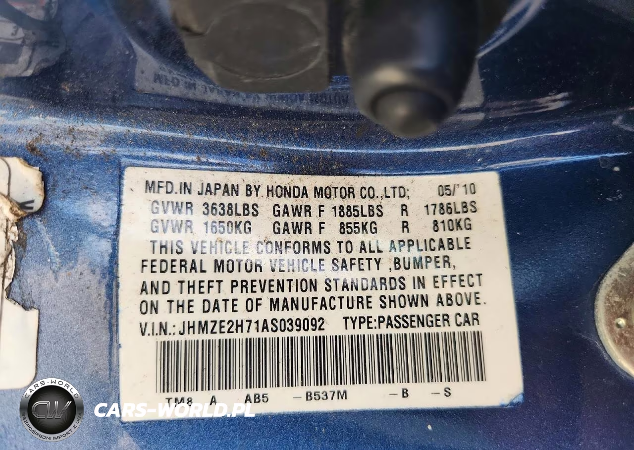2010 HONDA INSIGHT EX VIN:JHMZE2H71AS039092 - 12