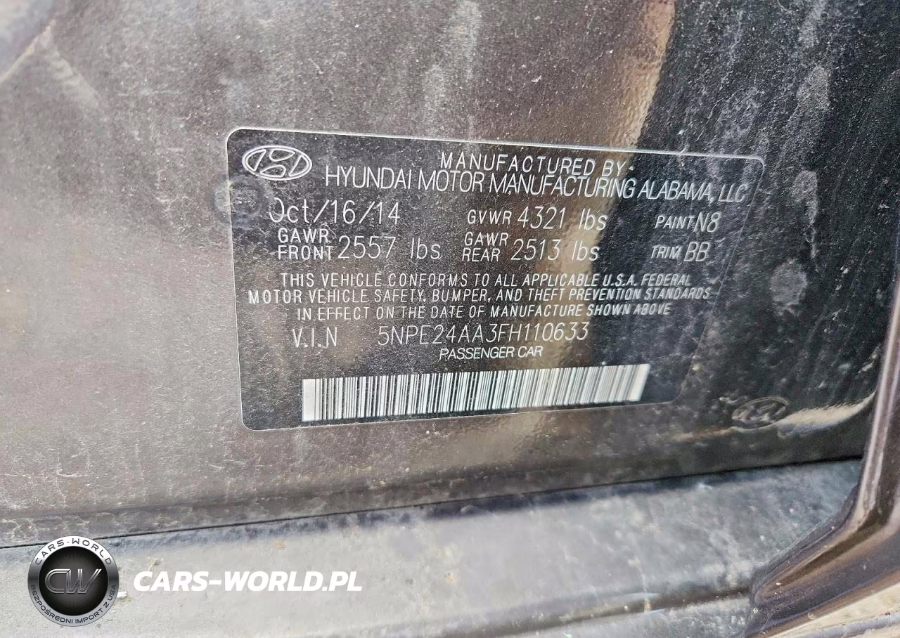 2015 Hyundai Sonata Eco VIN:5NPE24AA3FH110633 - 12