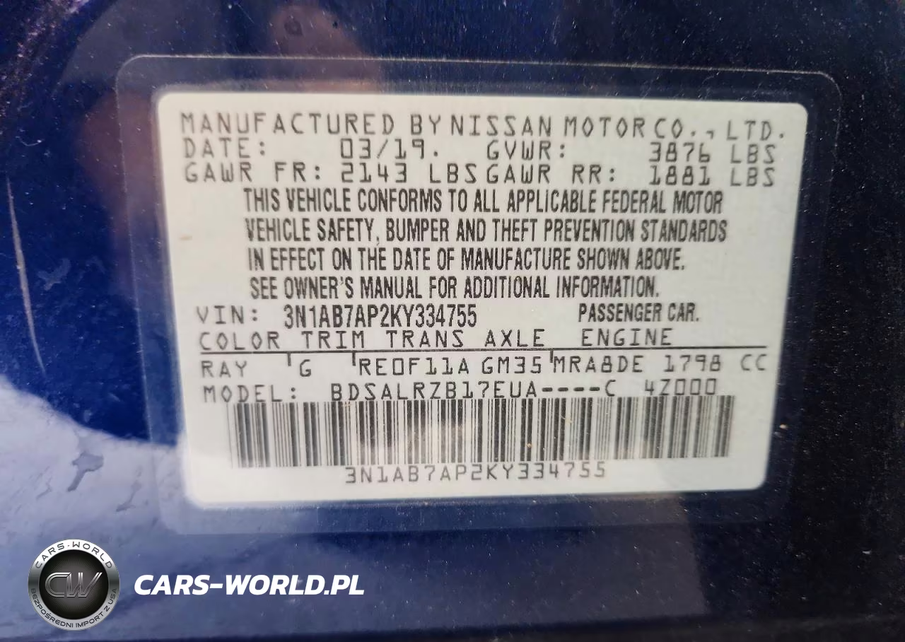2019 Nissan Sentra Sr VIN:3N1AB7AP2KY334755 - 13