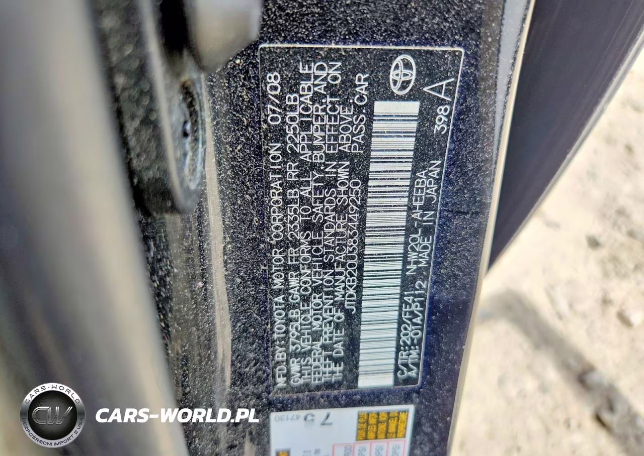 2008 Toyota Prius Base VIN:JTDKB20U383449250 - 12