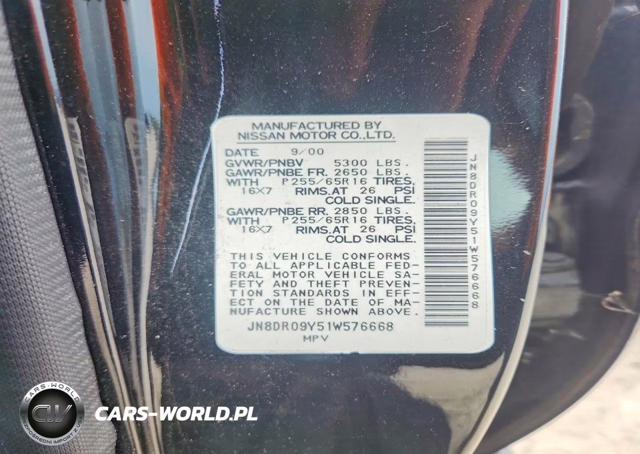 2001 Nissan Pathfinder Le-Se-Xe VIN:JN8DR09Y51W576668 - 12