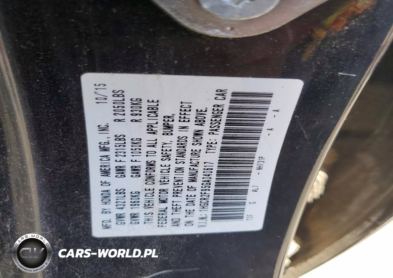 2016 Honda 5500Ppg VIN:1HGCR2F95GA040617 - 12