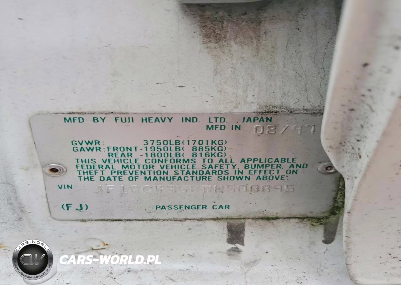 1998 Subaru Impreza L VIN:JF1GC4358WH500895 - 12