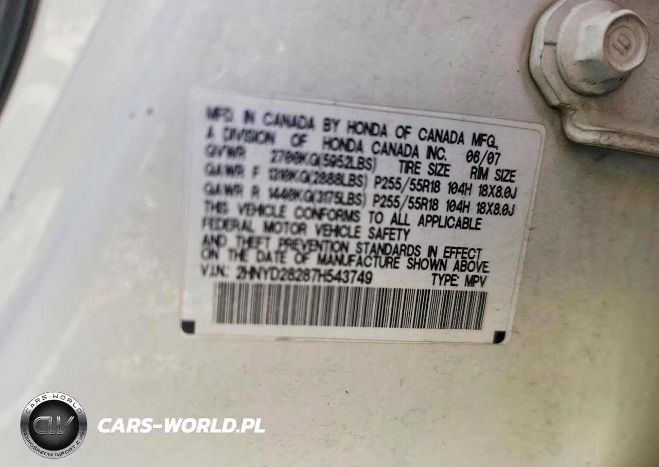 2007 Acura Mdx VIN:2HNYD28287H543749 - 12