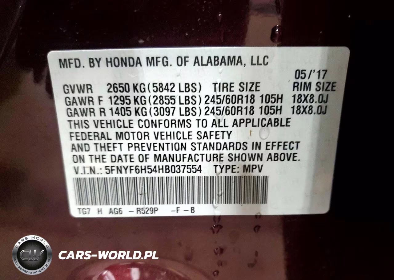2017 Honda Pilot Exl VIN:5FNYF6H54HB037554 - 13