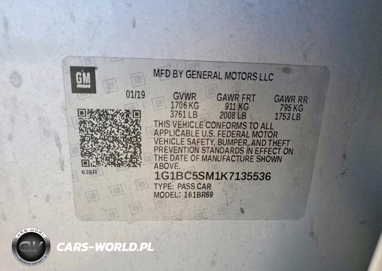 2019 Chevrolet Cruze Ls VIN:1G1BC5SM1K7135536 - 12