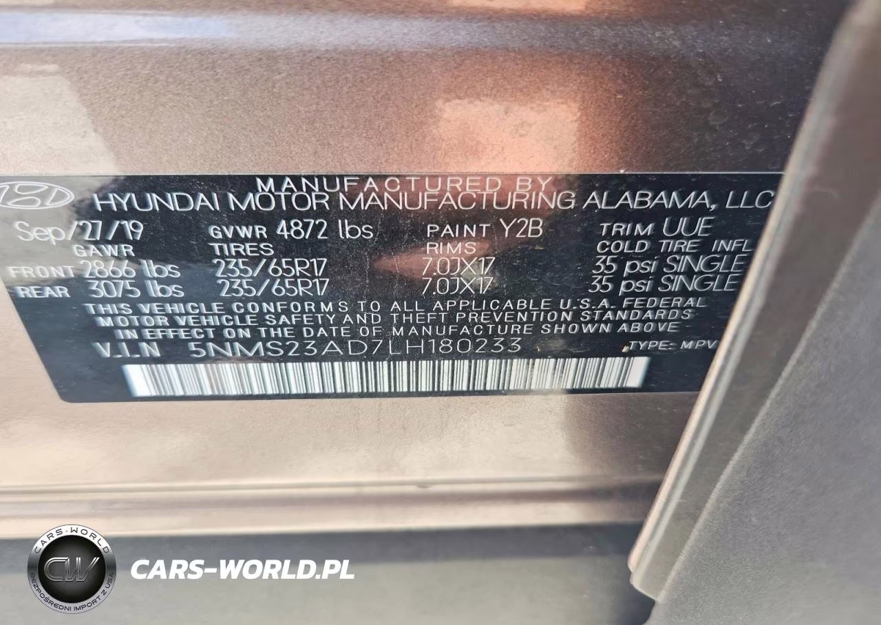 2020 Hyundai Santa Fe Se VIN:5NMS23AD7LH180233 - 14