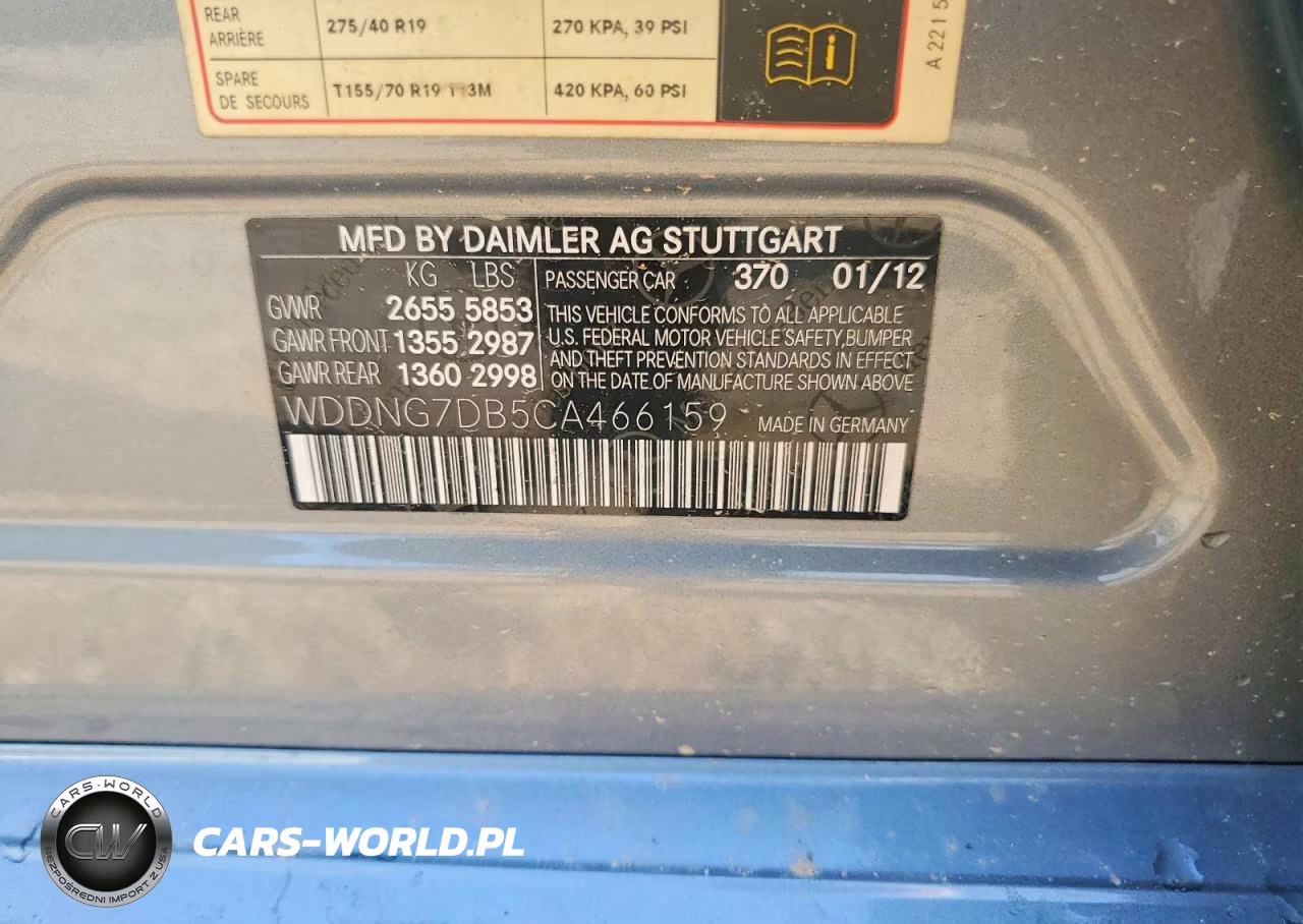 2012 Mercedes-Benz S 550 VIN:WDDNG7DB5CA466159 - 12