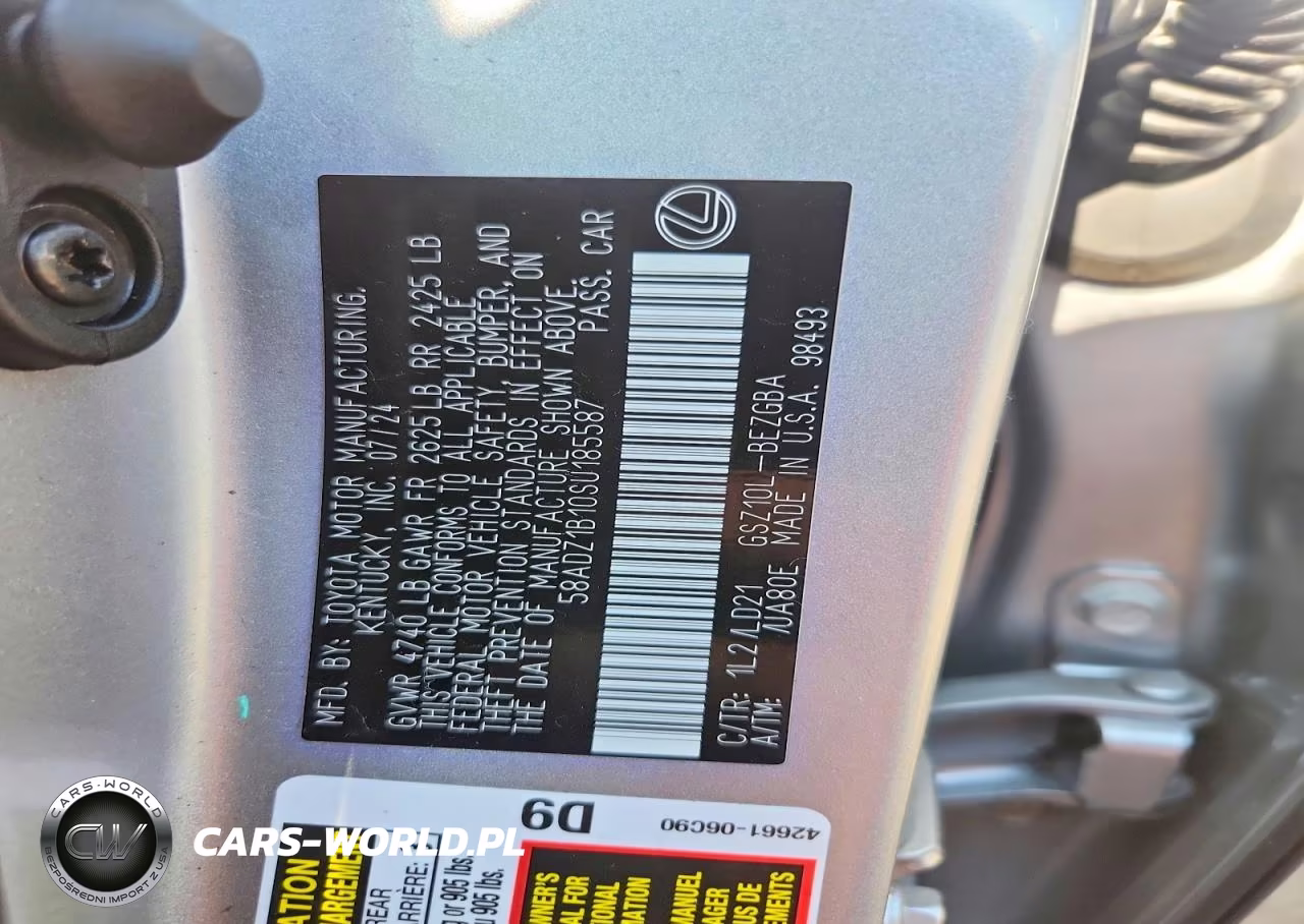 2025 Lexus Es 350 F Sport Design VIN:58ADZ1B10SU185587 - 12