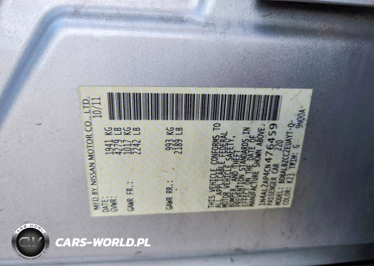 2012 Nissan Altima 2.5 VIN:1N4AL2AP4CN476459 - 12