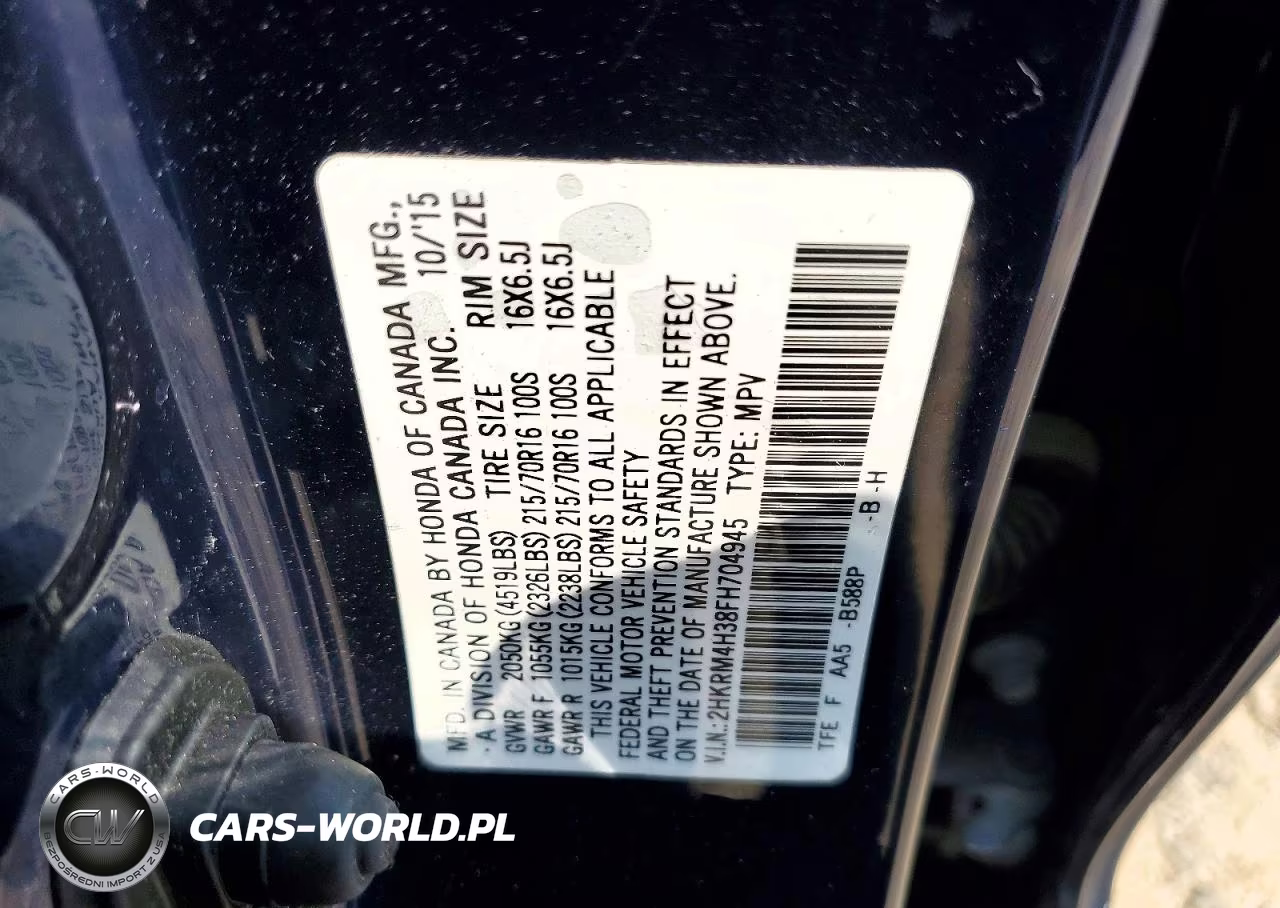 2015 Honda Cr-V Lx VIN:2HKRM4H38FH704945 - 13