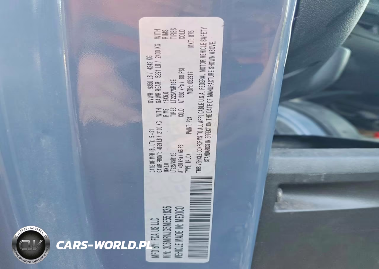 2021 Ram Promaster 3500 Delivery Van VIN:3C6MRVJG5ME551836 - 14
