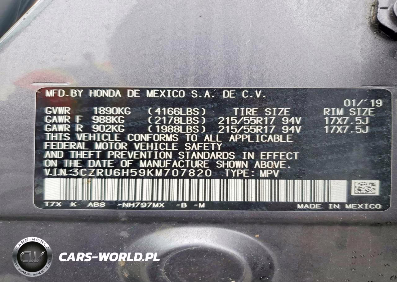 2019 Honda Hr-V Ex VIN:3CZRU6H59KM707820 - 13