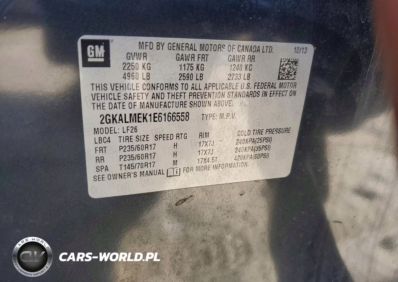 2014 GMC Terrain Sle VIN:2GKALMEK1E6166558 - 14