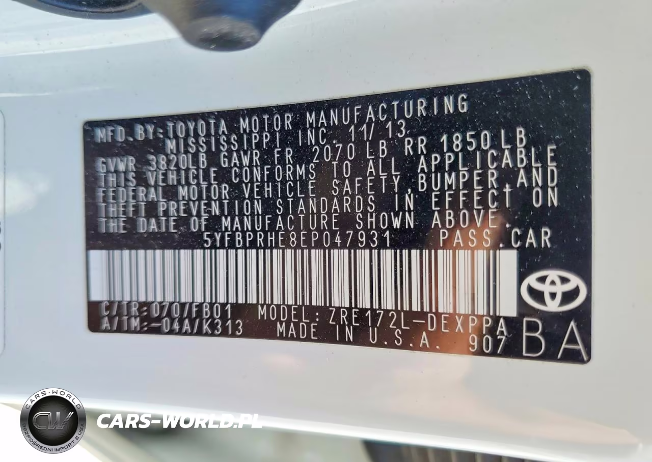 2014 Toyota Corolla Le Eco Plus VIN:5YFBPRHE8EP047931 - 12