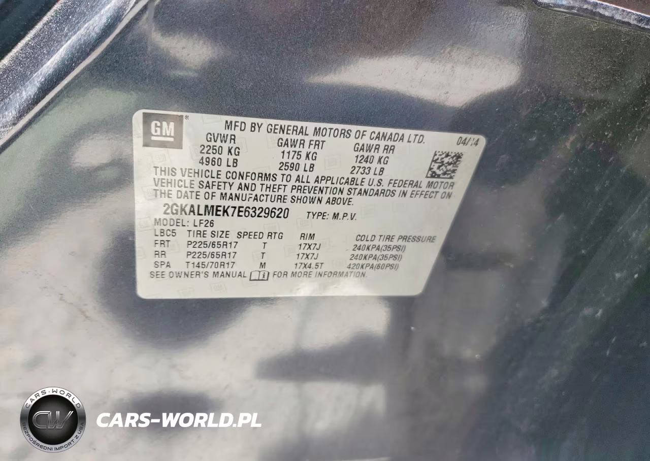 2014 GMC Terrain Sle VIN:2GKALMEK7E6329620 - 12