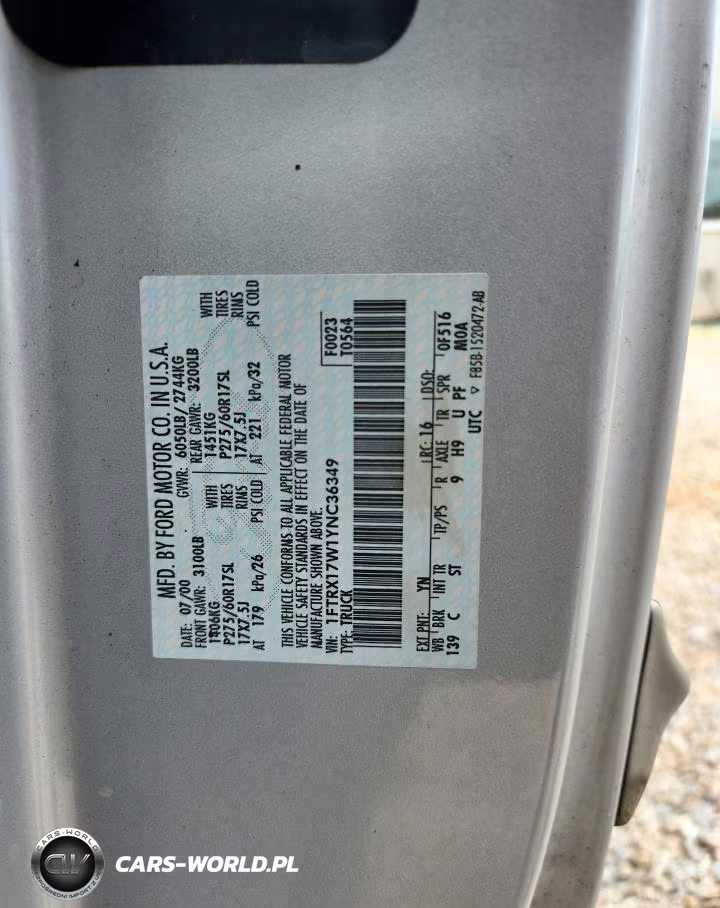 2000 Ford 150 VIN:1FTRX17W1YNC36349 - 12