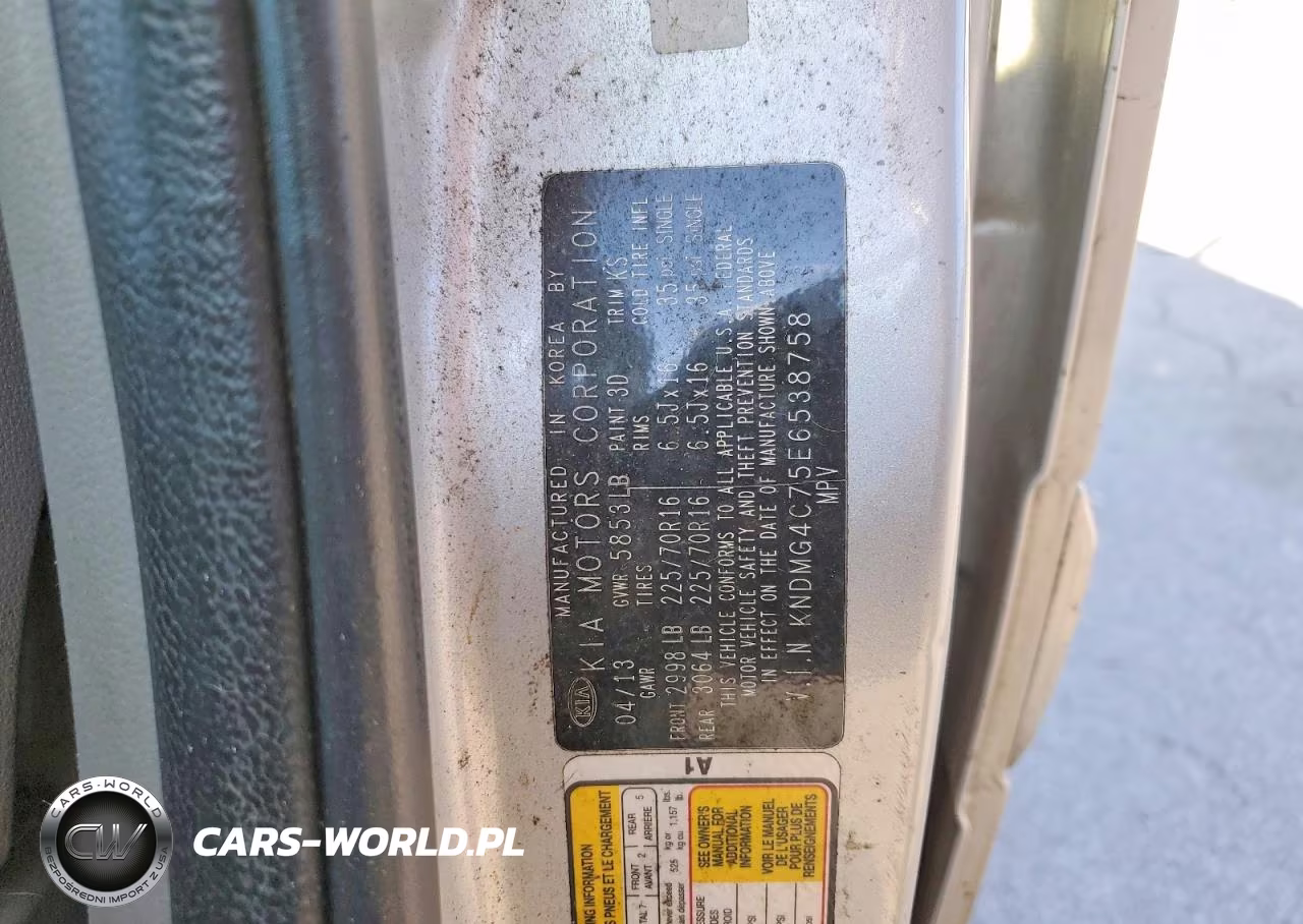 2014 Kia Sedona Lx VIN:KNDMG4C75E6538758 - 13