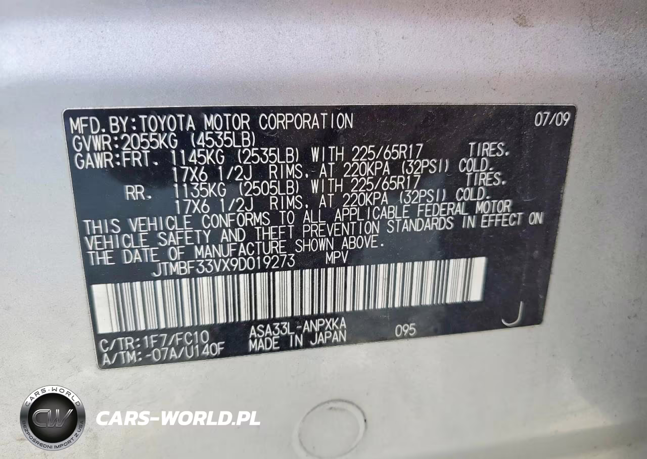 2009 Toyota Rav4 Base VIN:JTMBF33VX9D019273 - 13